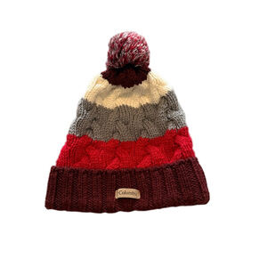 Columbia Kids‎ Red Gray White Knit Beanie
